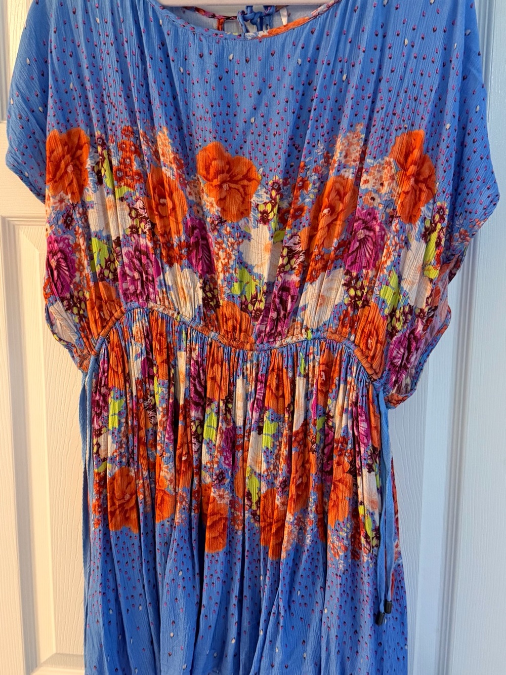 Free People Blue Floral Dress with Colorful Accents